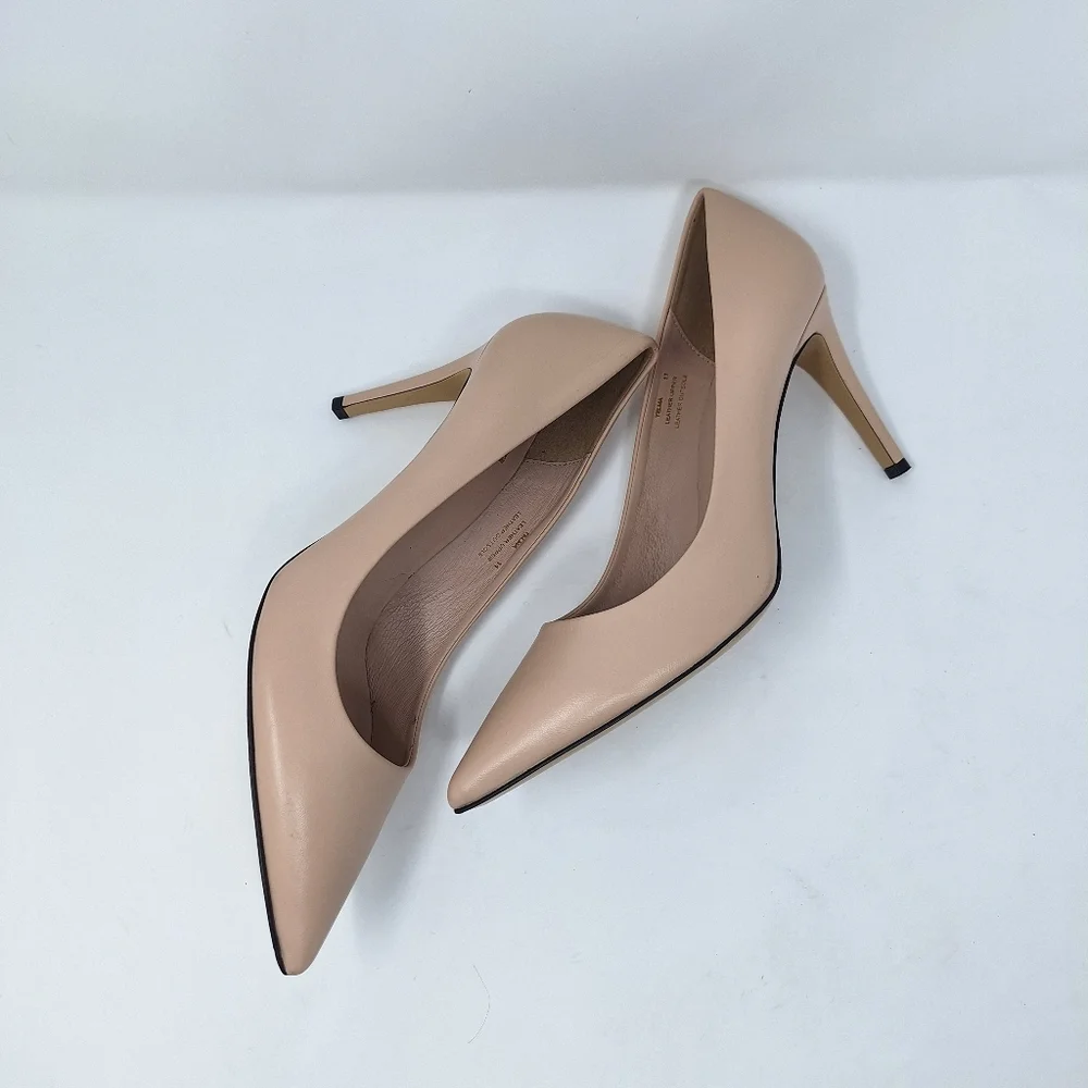 Bruno Magli Nude Telma Leather Pointed Toe Pump Heels